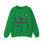 Lovebird Unisex Heavy Blend™ Crewneck Sweatshirt, (I Choose To Love You}, Men and Women Sweatshirt -Purple Font