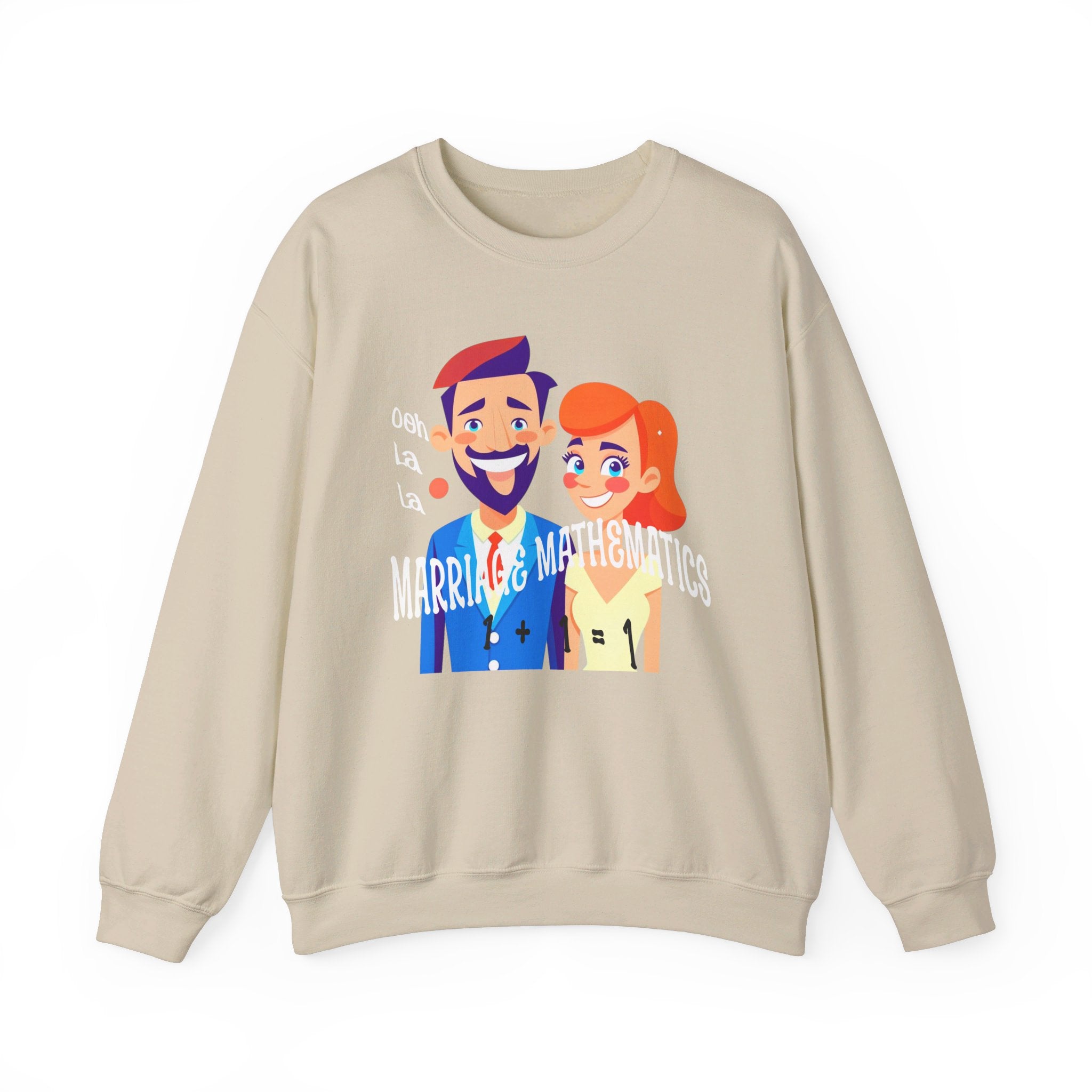 Happy mood Unisex Heavy Blend™ Crewneck Sweatshirt, Marriage Mathematics, 1 + 1 = 1