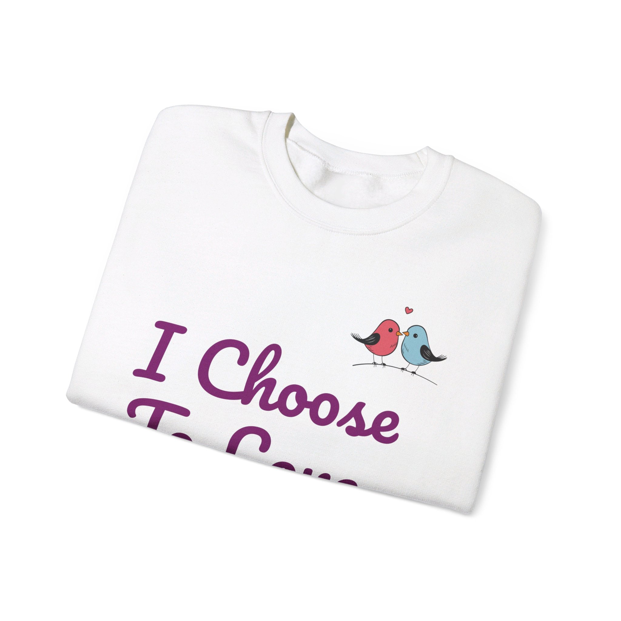 Lovebird Unisex Heavy Blend™ Crewneck Sweatshirt, (I Choose To Love You}, Men and Women Sweatshirt -Purple Font