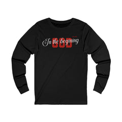 Unisex Jersey Long Sleeve Tee(In The Begining, God), Faithbase Design Tee,