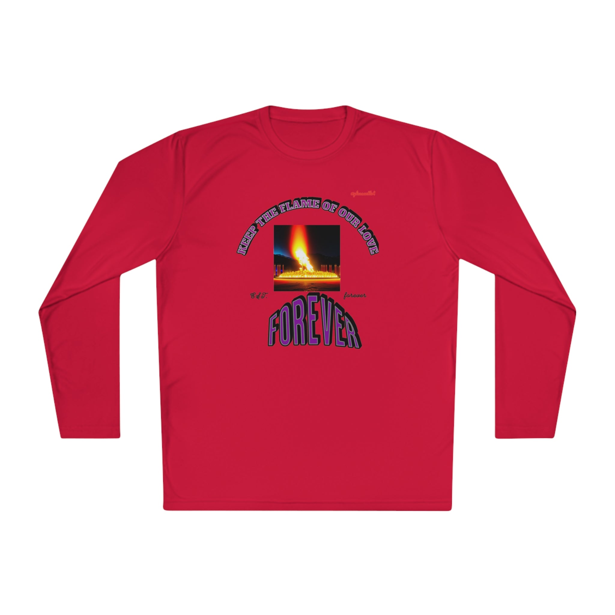 Moisture wicking Unisex Lightweight Long Sleeve Tee-(Keep The Flame Of Our Love Forever)