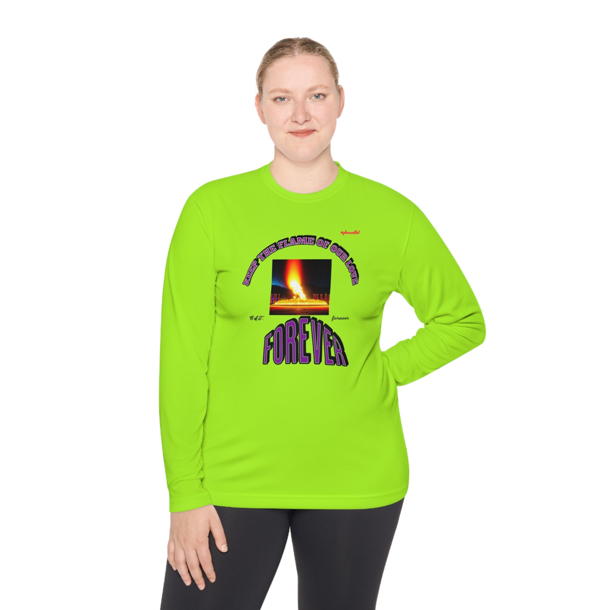 Moisture wicking Unisex Lightweight Long Sleeve Tee-(Keep The Flame Of Our Love Forever)