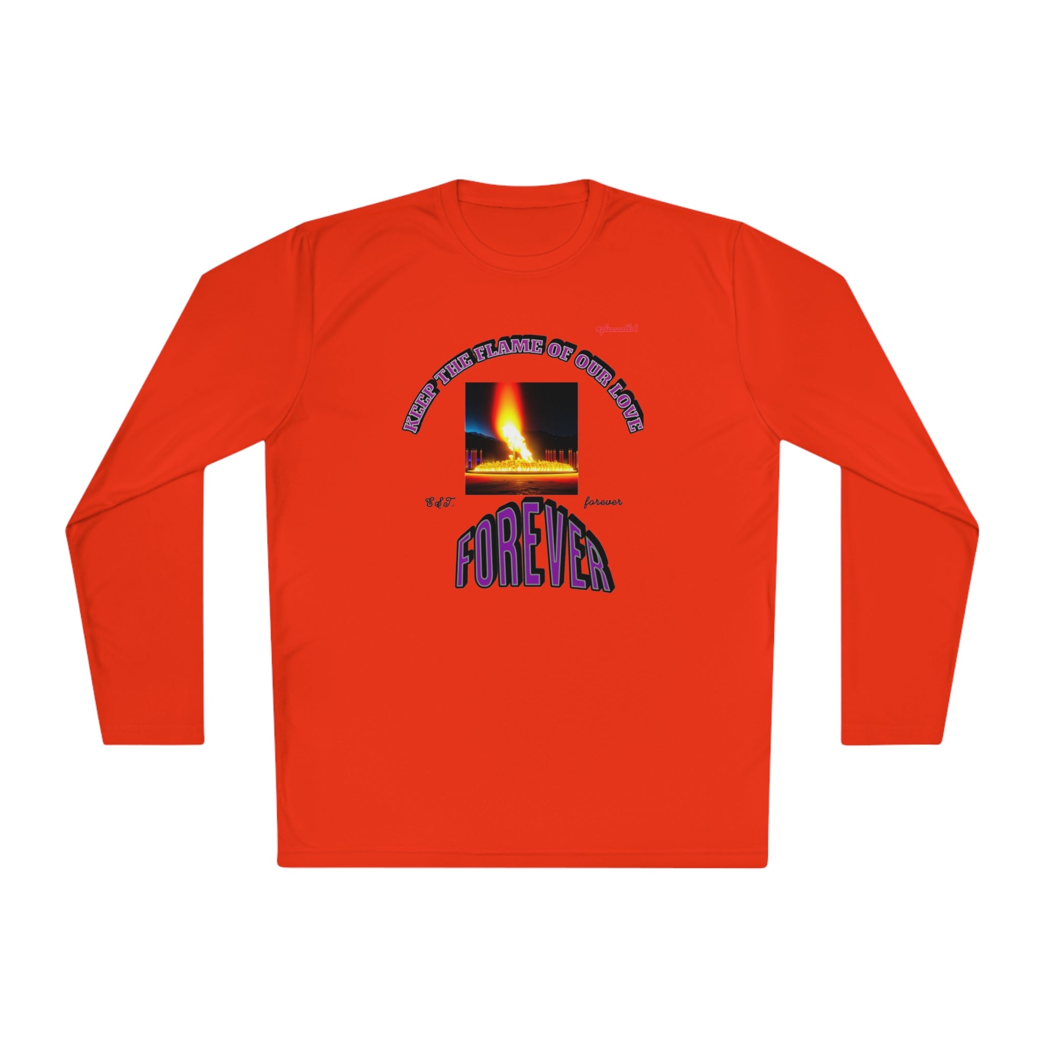 Moisture wicking Unisex Lightweight Long Sleeve Tee-(Keep The Flame Of Our Love Forever)