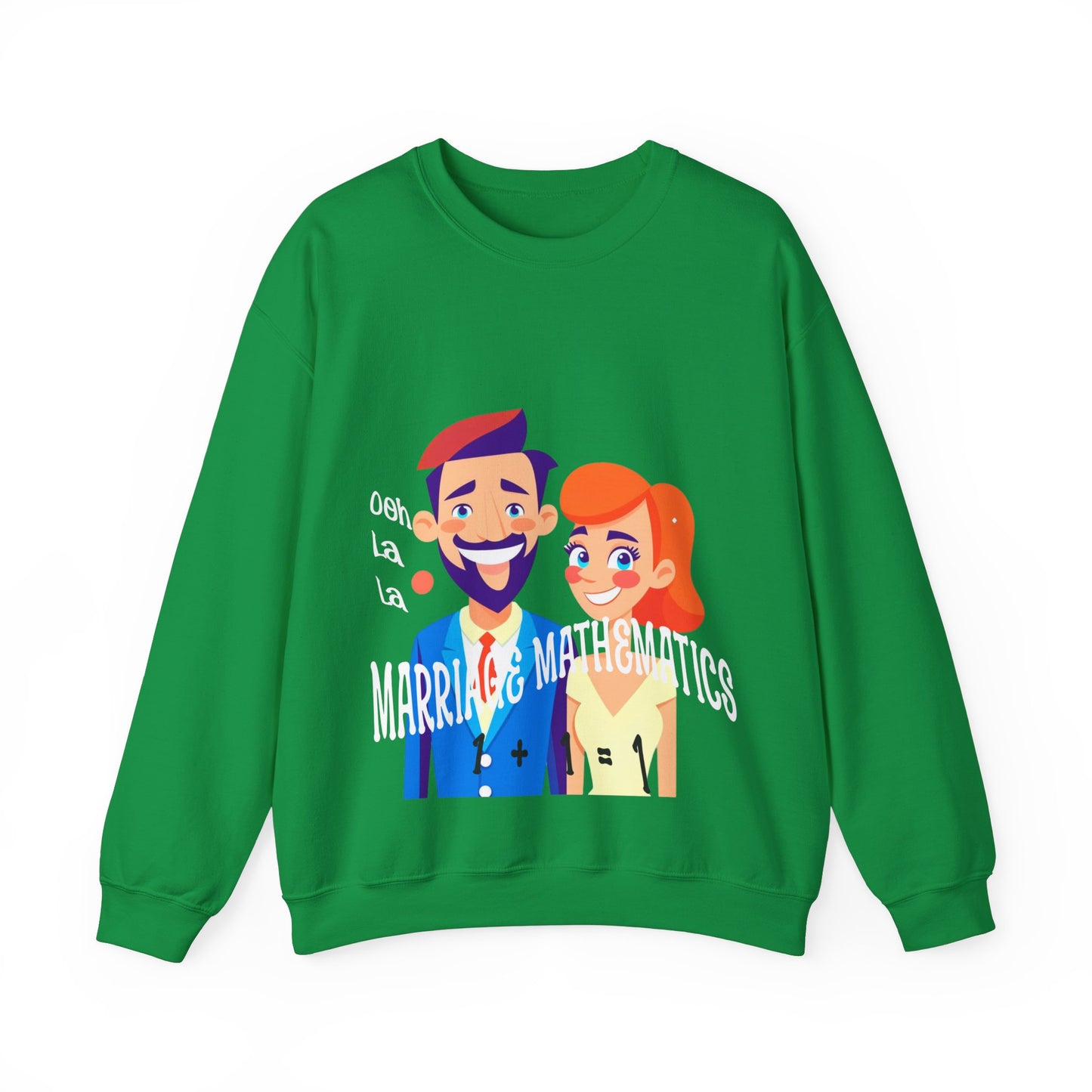 Happy mood Unisex Heavy Blend™ Crewneck Sweatshirt, Marriage Mathematics, 1 + 1 = 1