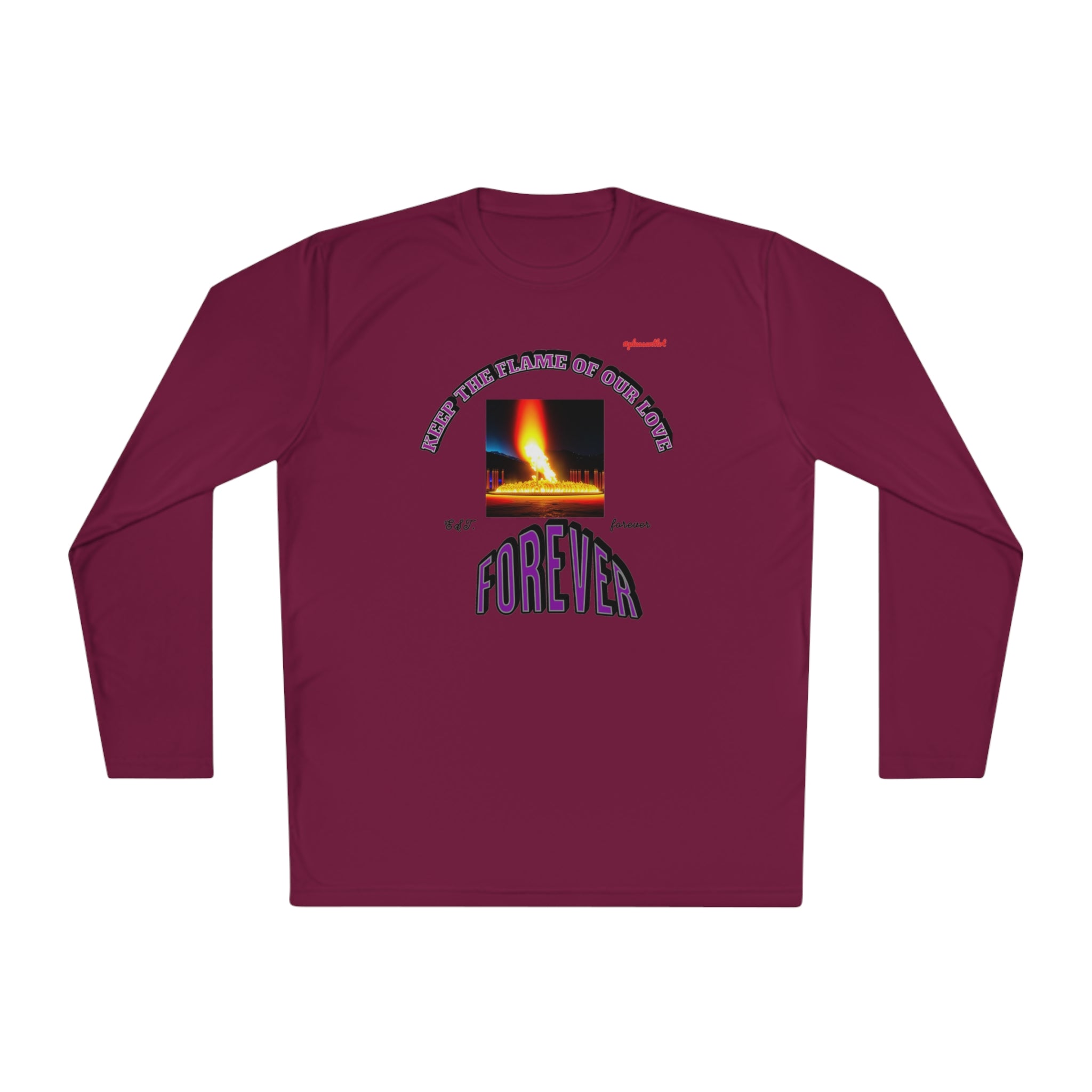 Moisture wicking Unisex Lightweight Long Sleeve Tee-(Keep The Flame Of Our Love Forever)