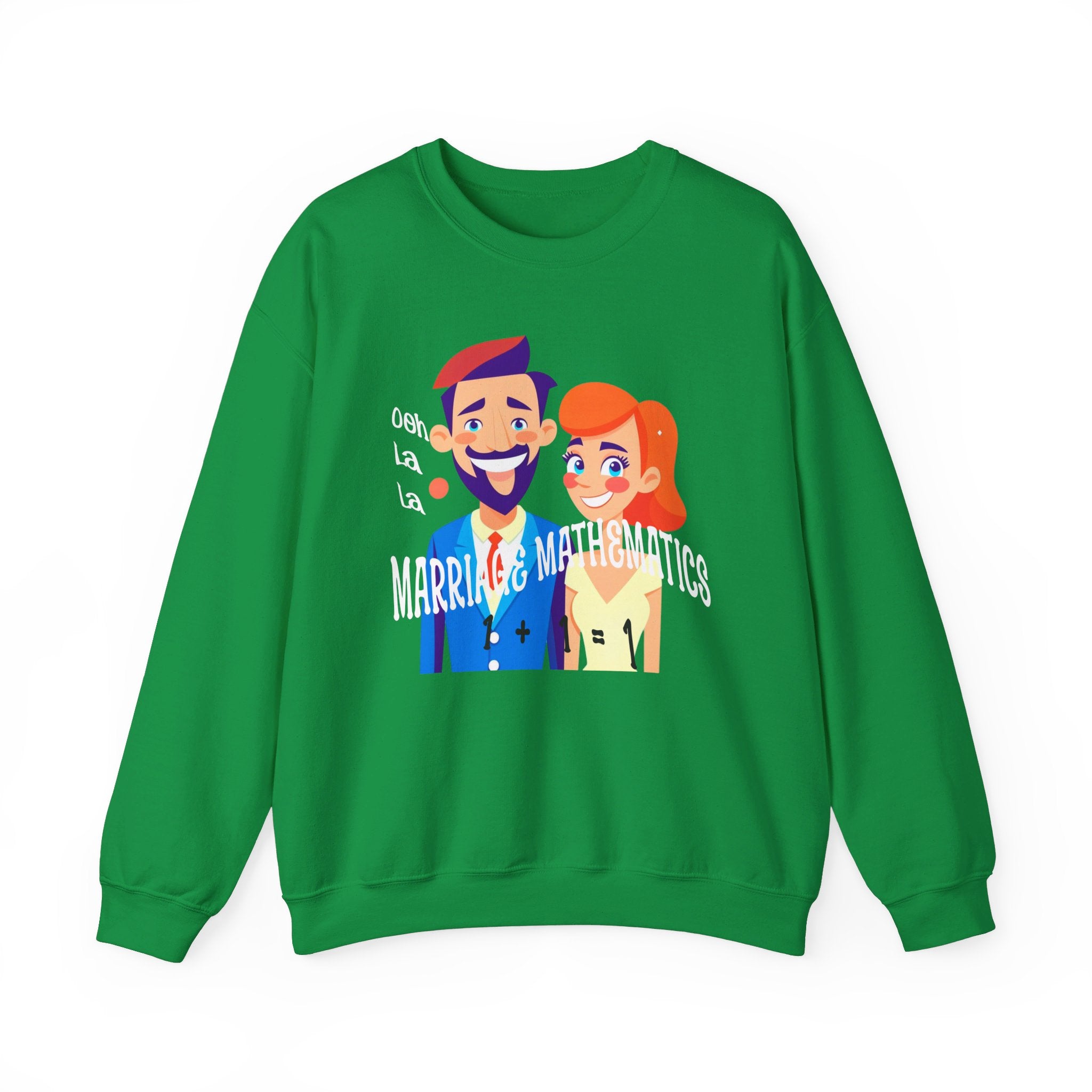 Happy mood Unisex Heavy Blend™ Crewneck Sweatshirt, Marriage Mathematics, 1 + 1 = 1