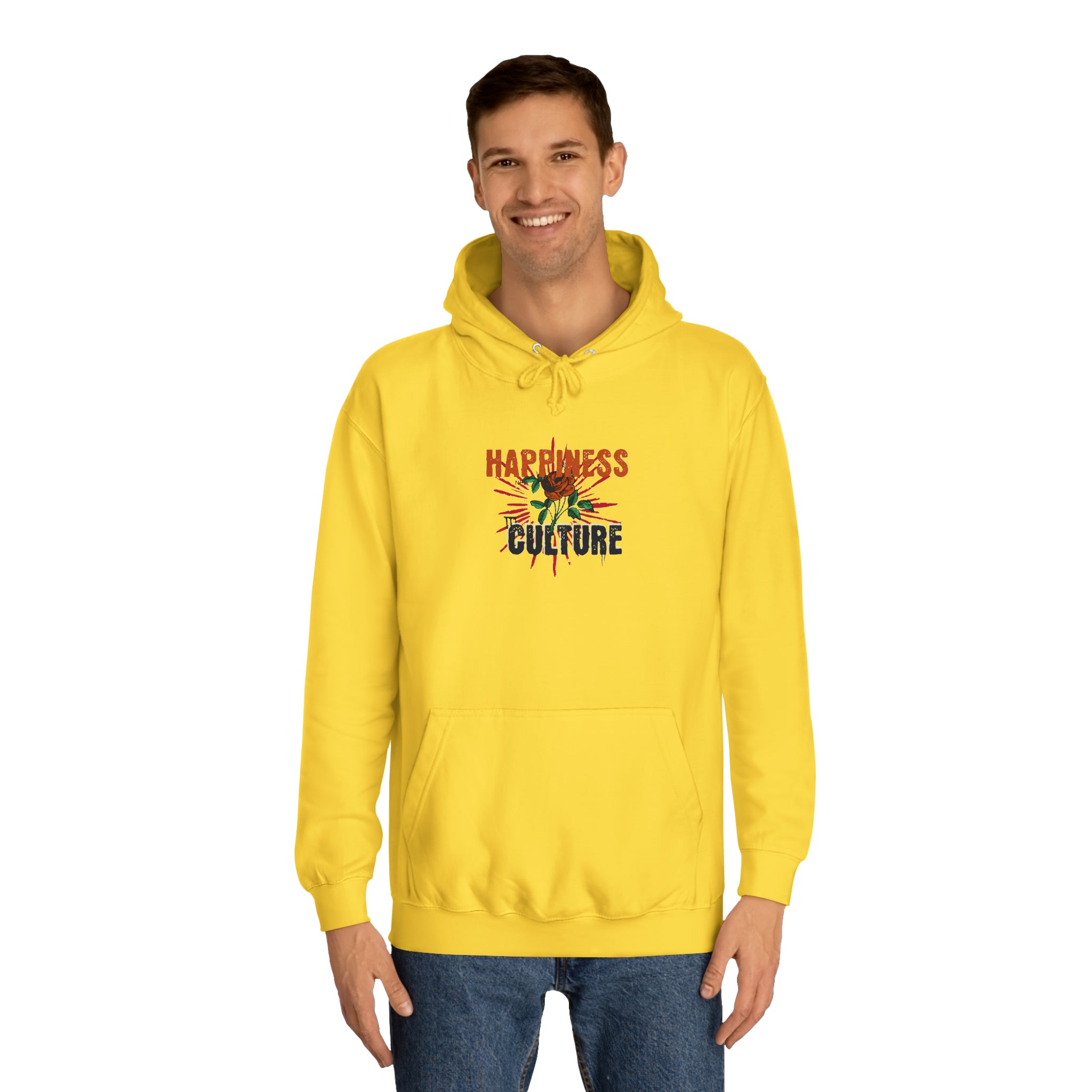 Unisex College Hoodie, Excellent Design, Happiness Culture
