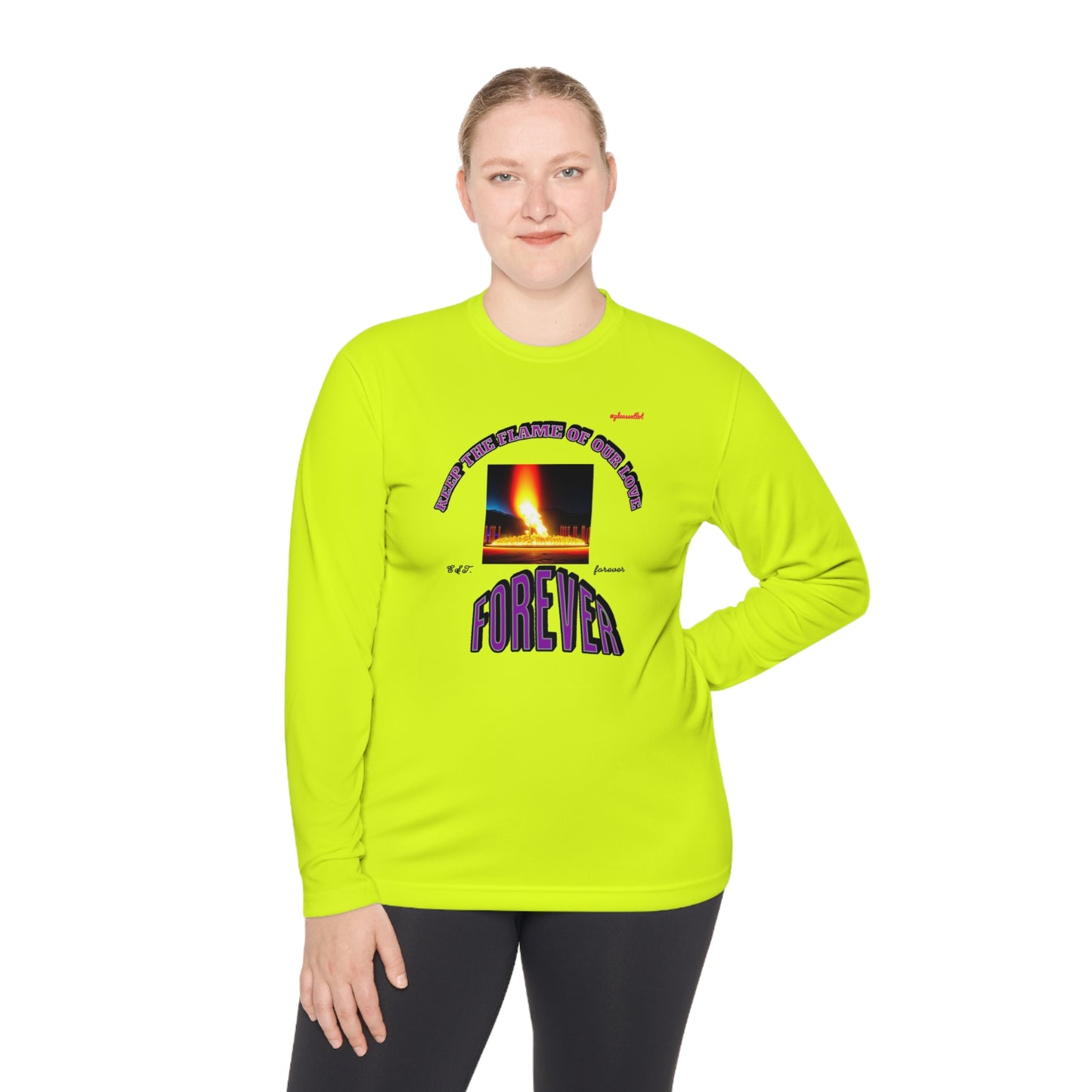Moisture wicking Unisex Lightweight Long Sleeve Tee-(Keep The Flame Of Our Love Forever)