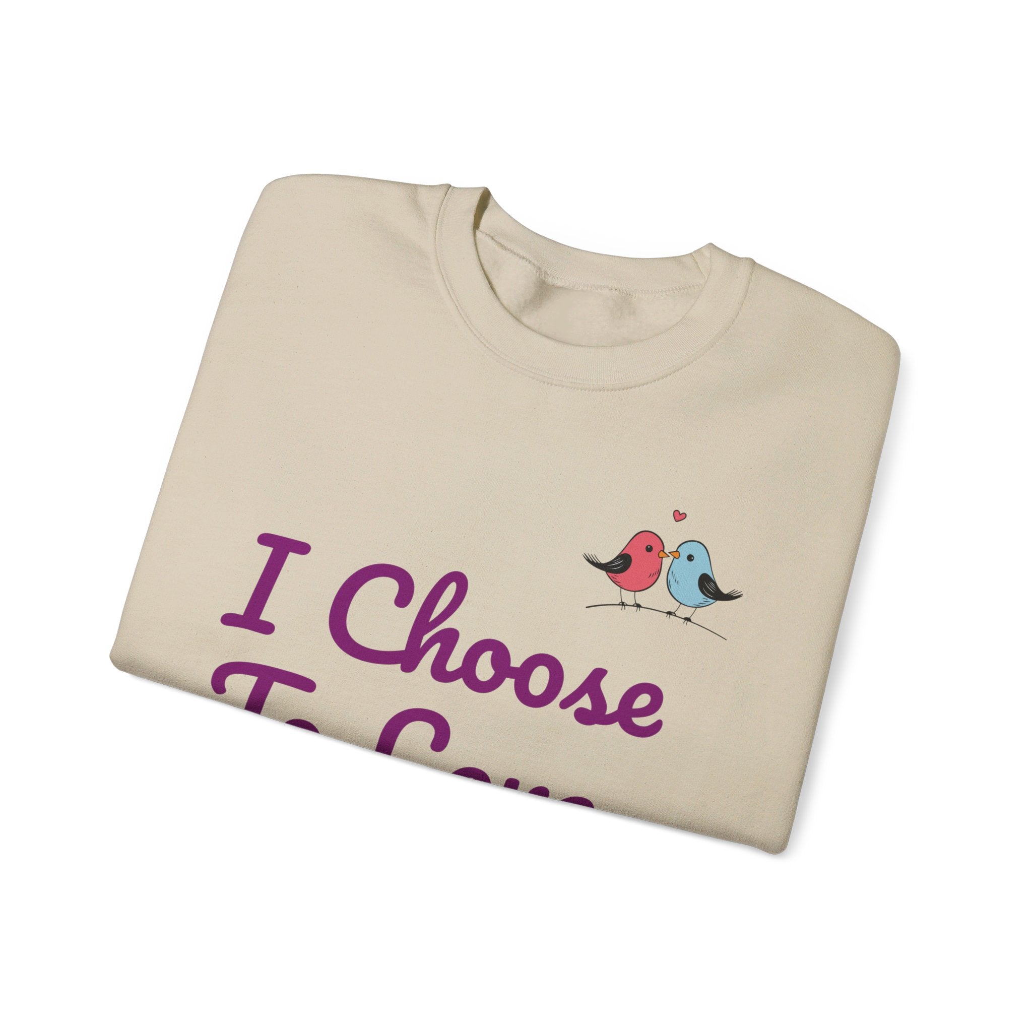 Lovebird Unisex Heavy Blend™ Crewneck Sweatshirt, (I Choose To Love You}, Men and Women Sweatshirt -Purple Font