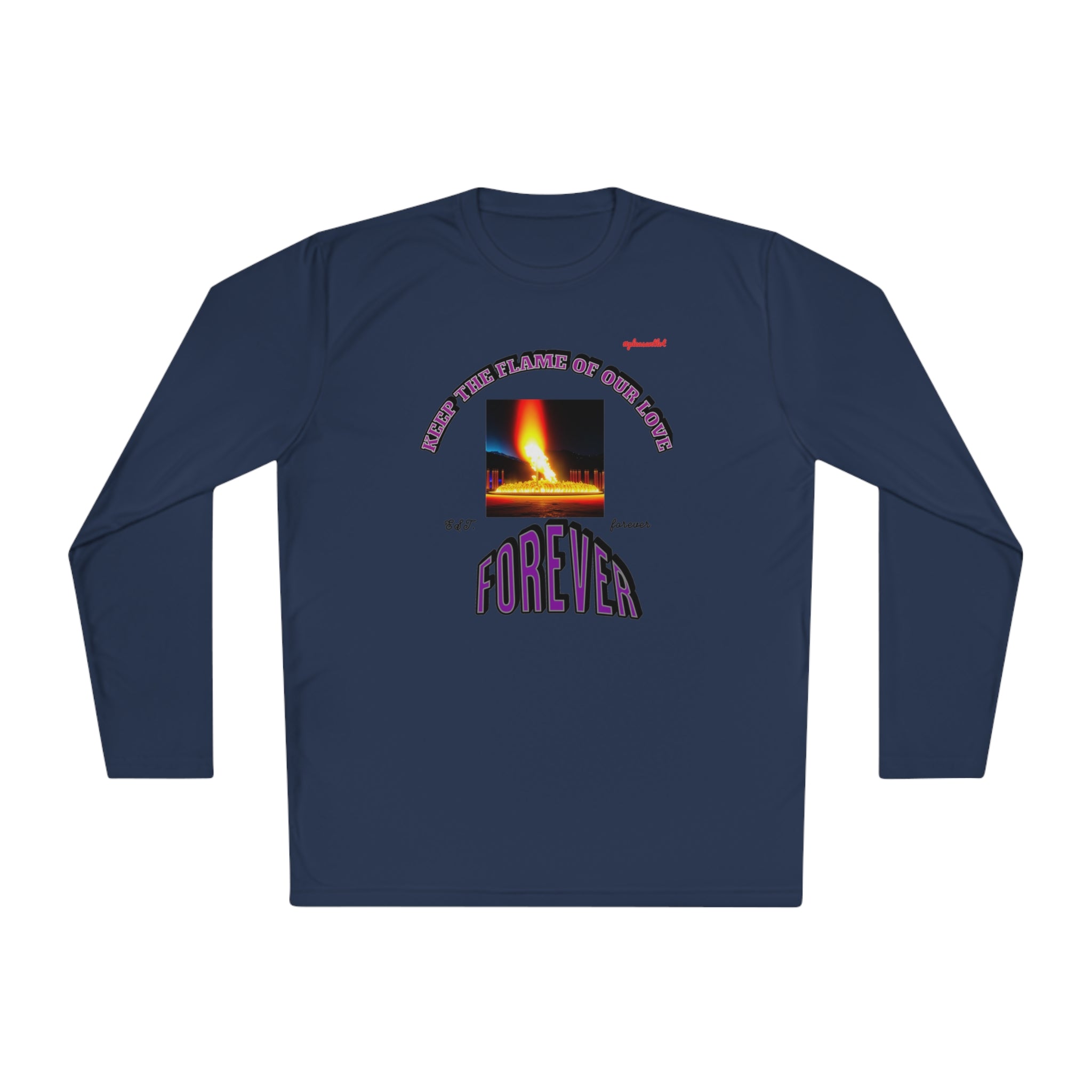 Moisture wicking Unisex Lightweight Long Sleeve Tee-(Keep The Flame Of Our Love Forever)