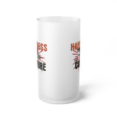 Happy-Hour Frosted Glass Beer Mug, Happiness Culture design
