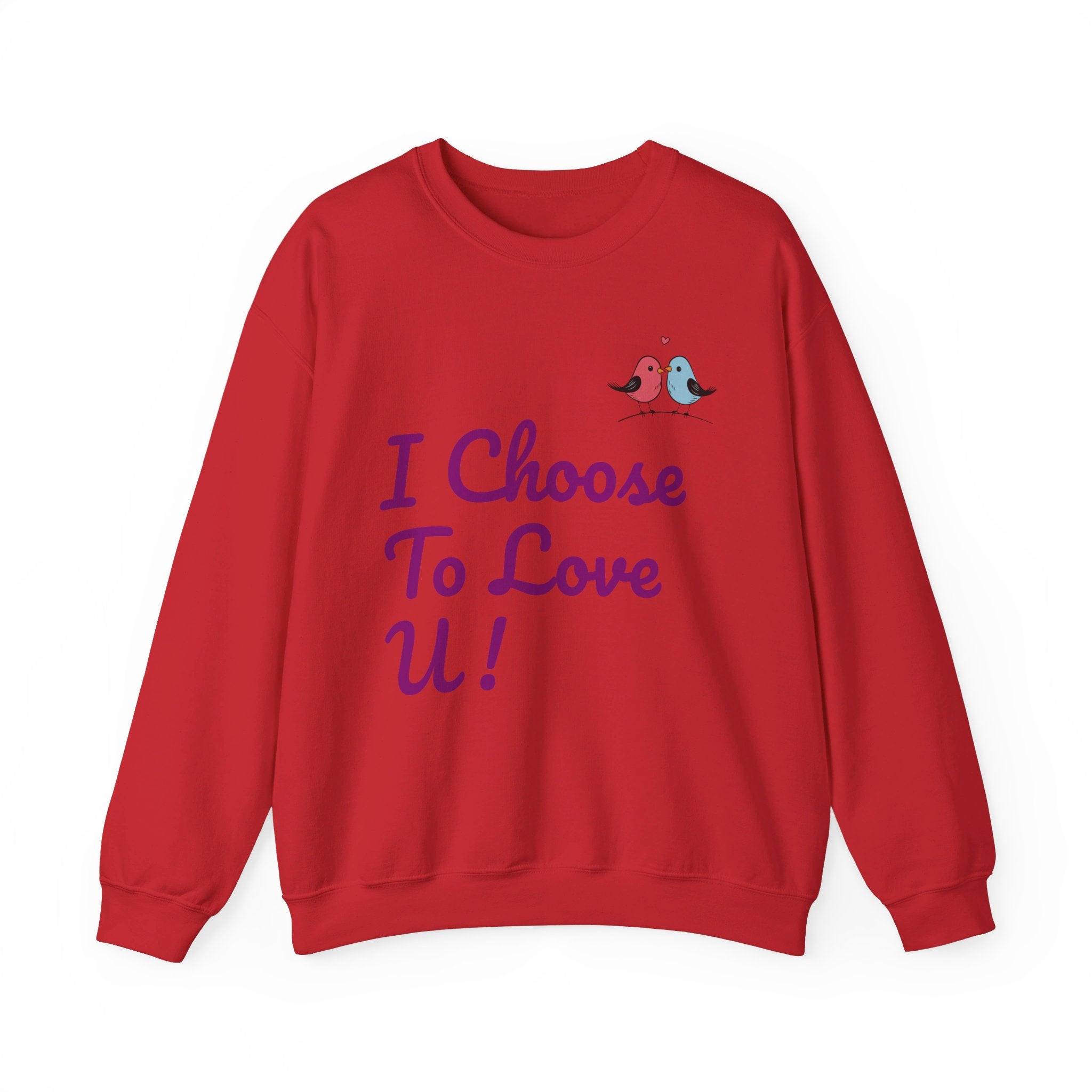 Lovebird Unisex Heavy Blend™ Crewneck Sweatshirt, (I Choose To Love You}, Men and Women Sweatshirt -Purple Font