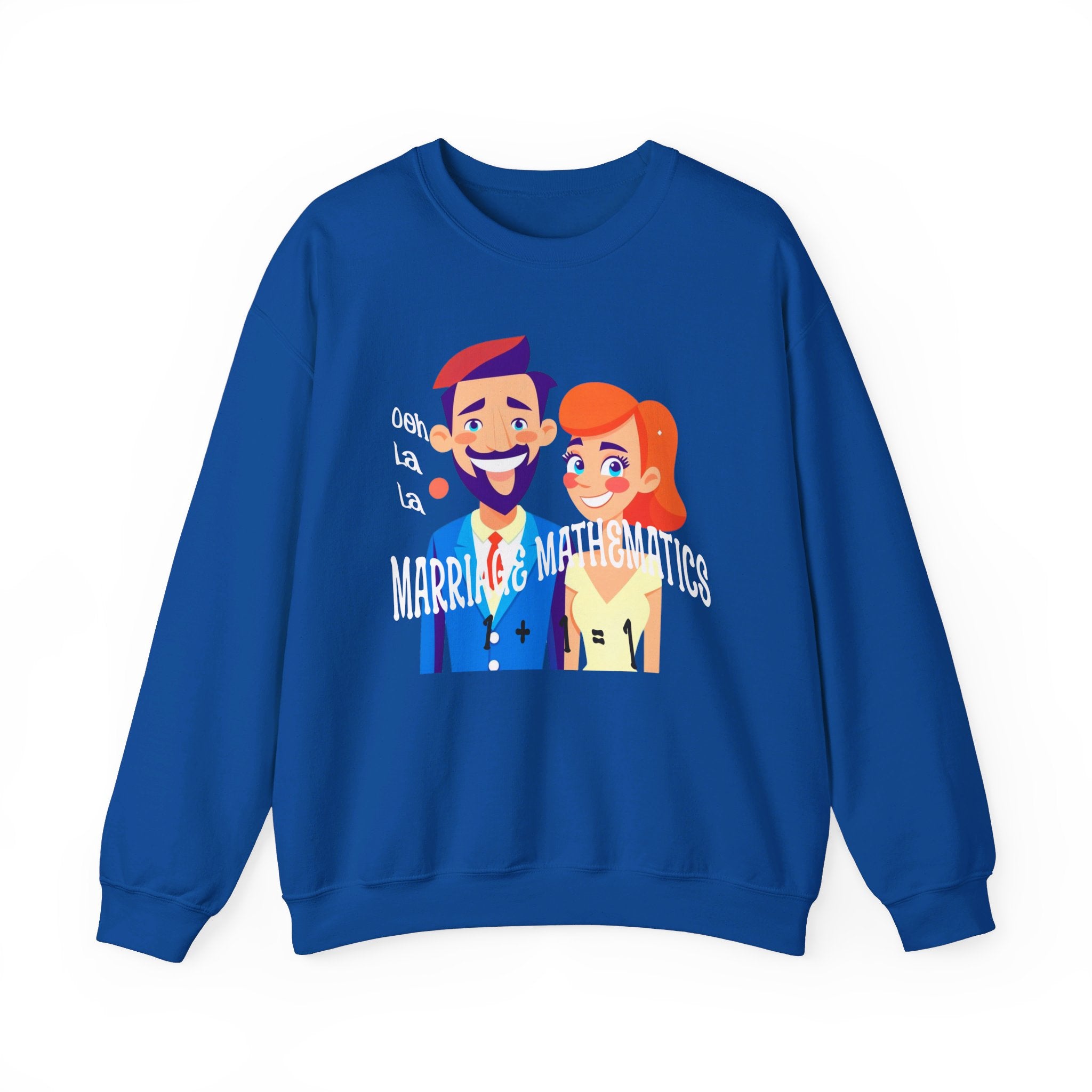 Happy mood Unisex Heavy Blend™ Crewneck Sweatshirt, Marriage Mathematics, 1 + 1 = 1