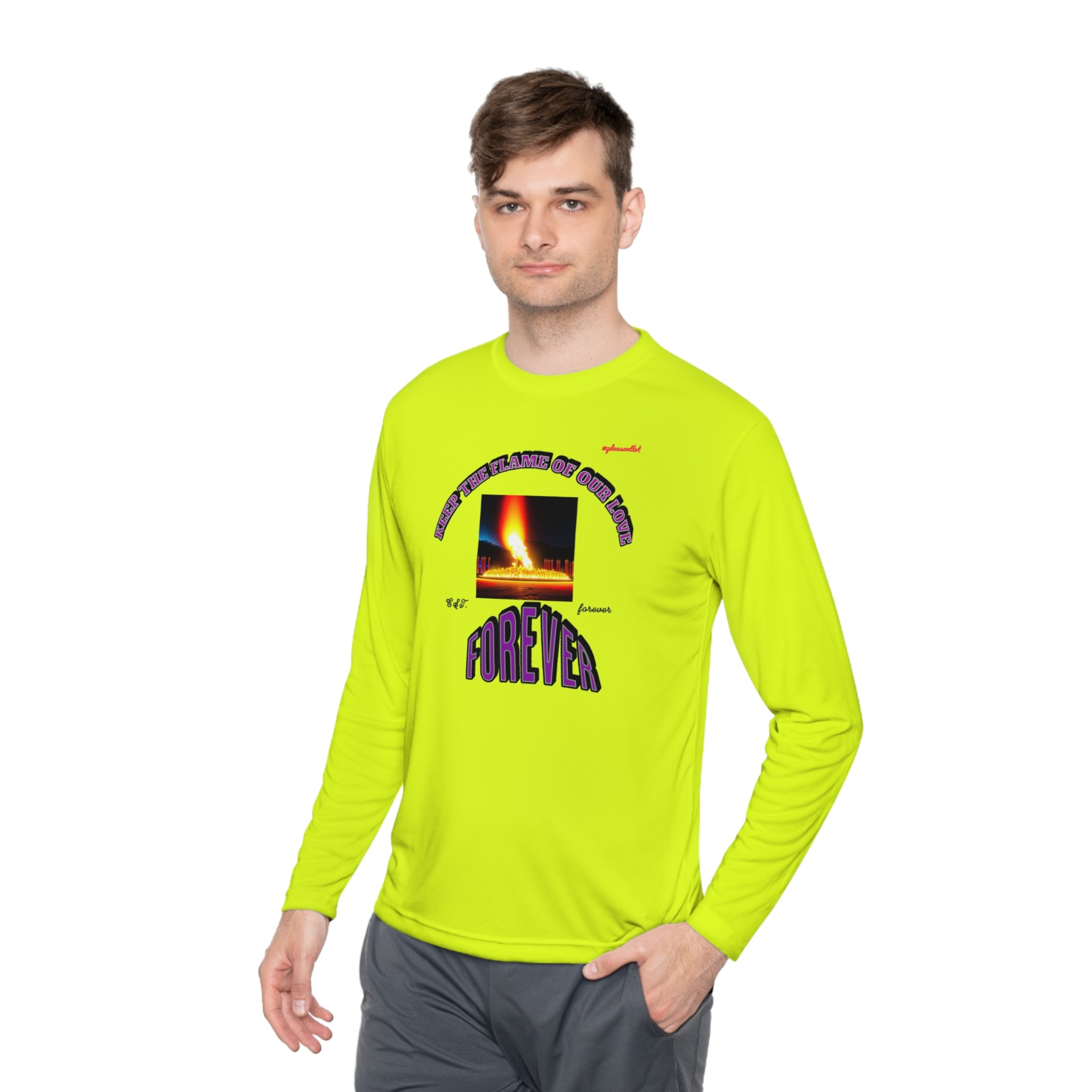 Moisture wicking Unisex Lightweight Long Sleeve Tee-(Keep The Flame Of Our Love Forever)