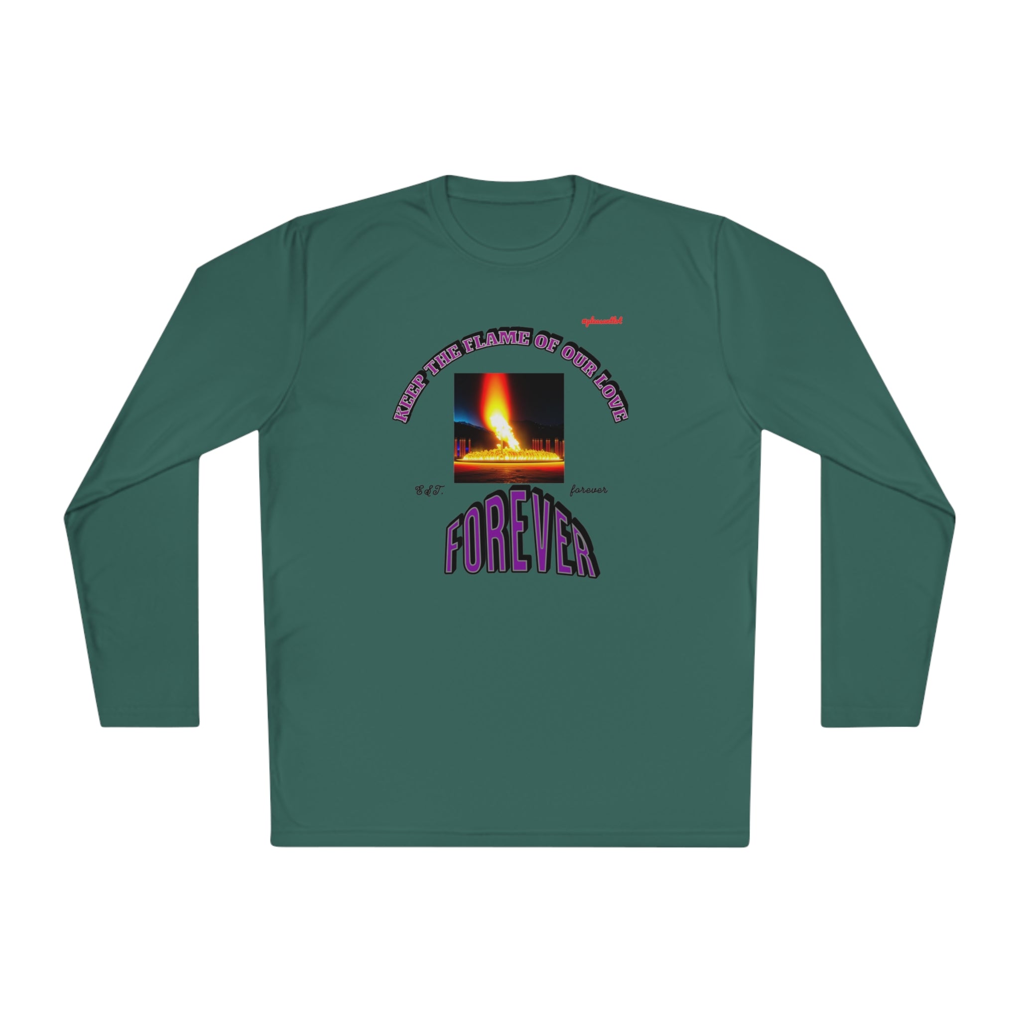 Moisture wicking Unisex Lightweight Long Sleeve Tee-(Keep The Flame Of Our Love Forever)