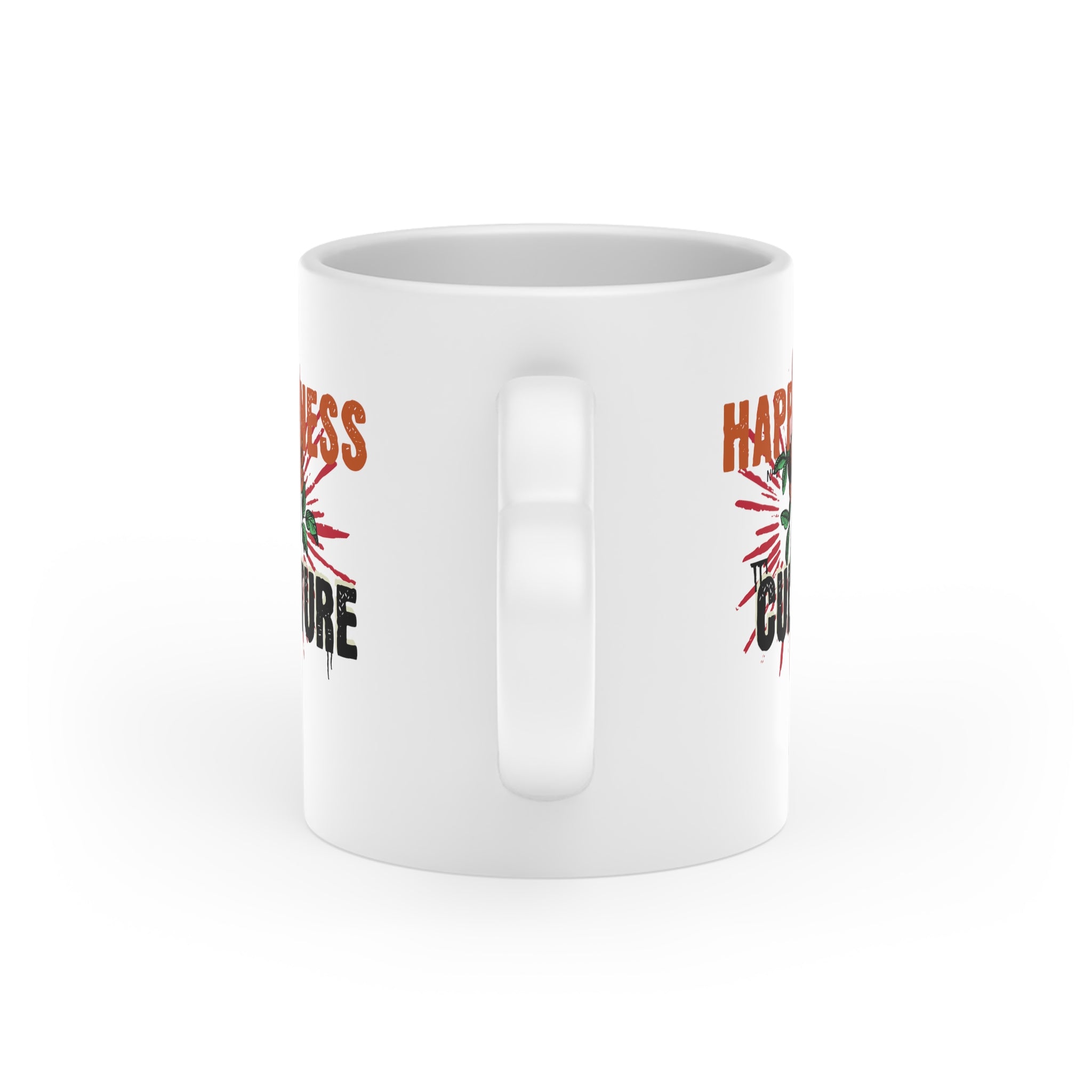 Printed Heart-Shaped Mug, Happiness Culture