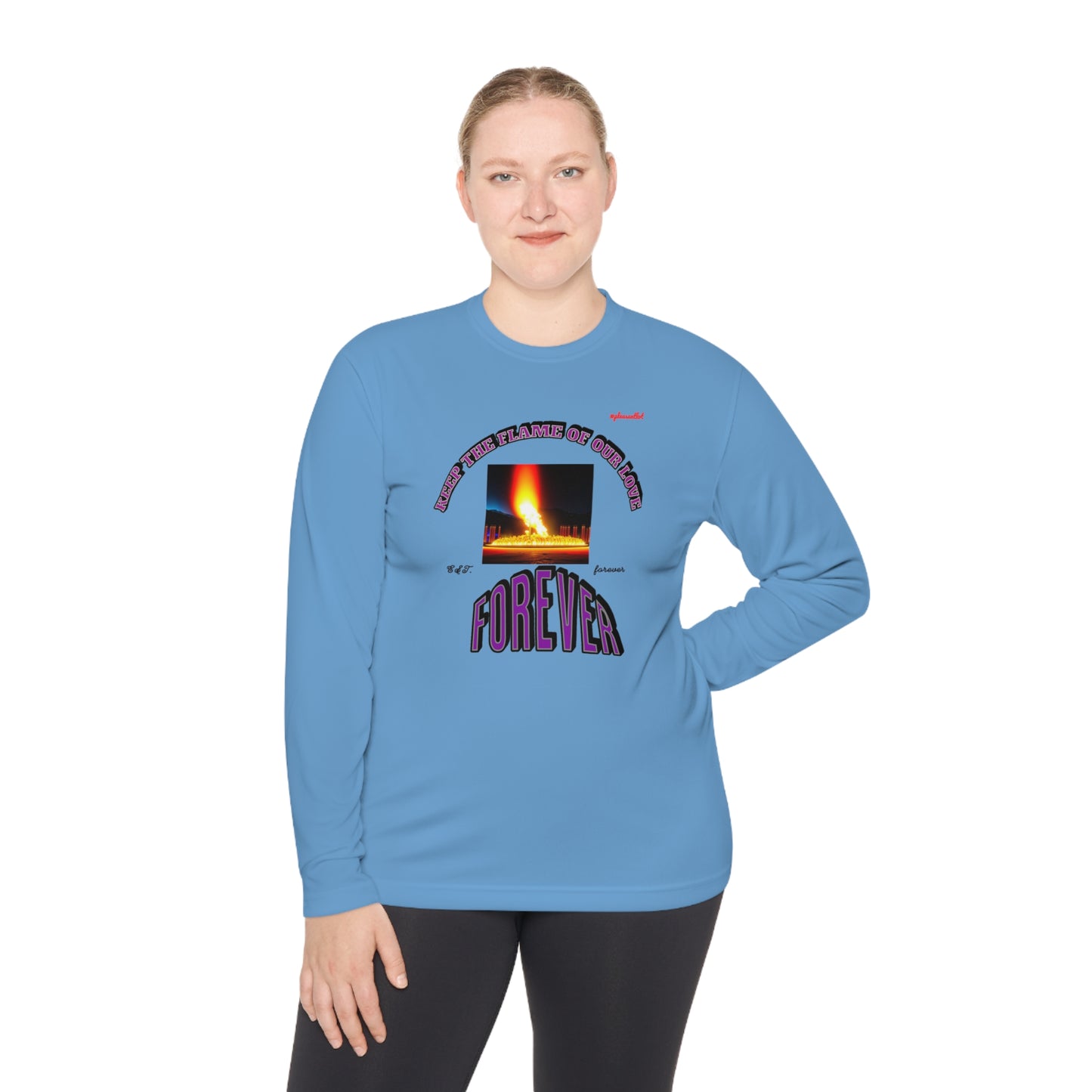 Moisture wicking Unisex Lightweight Long Sleeve Tee-(Keep The Flame Of Our Love Forever)