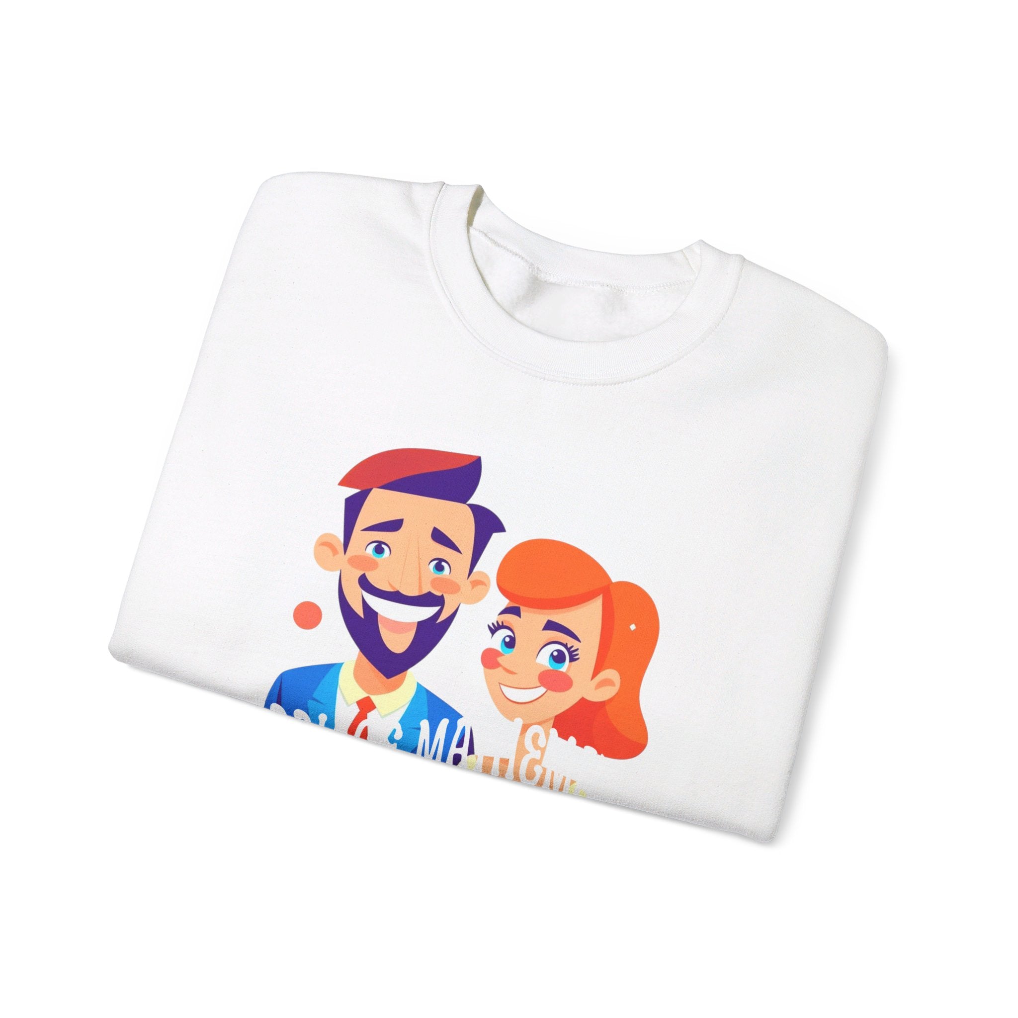 Happy mood Unisex Heavy Blend™ Crewneck Sweatshirt, Marriage Mathematics, 1 + 1 = 1