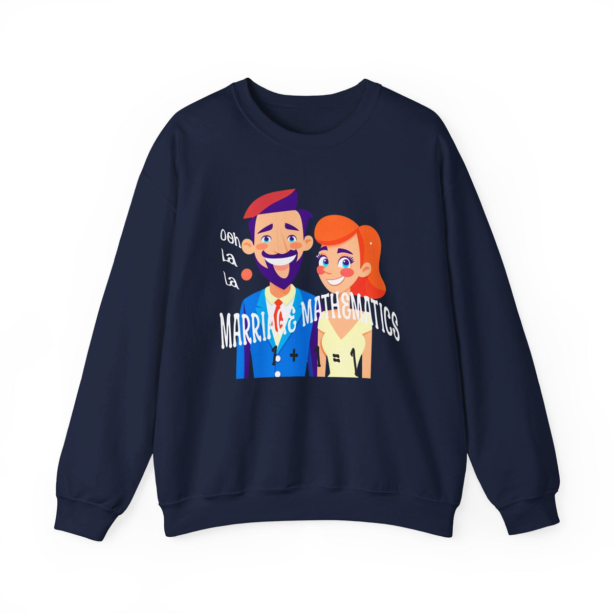 Happy mood Unisex Heavy Blend™ Crewneck Sweatshirt, Marriage Mathematics, 1 + 1 = 1