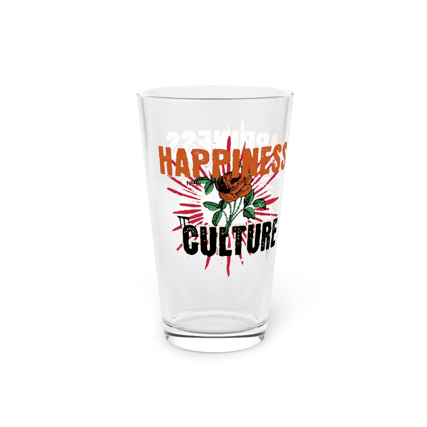 Printed Pint Glass, 16oz, Happiness Culture