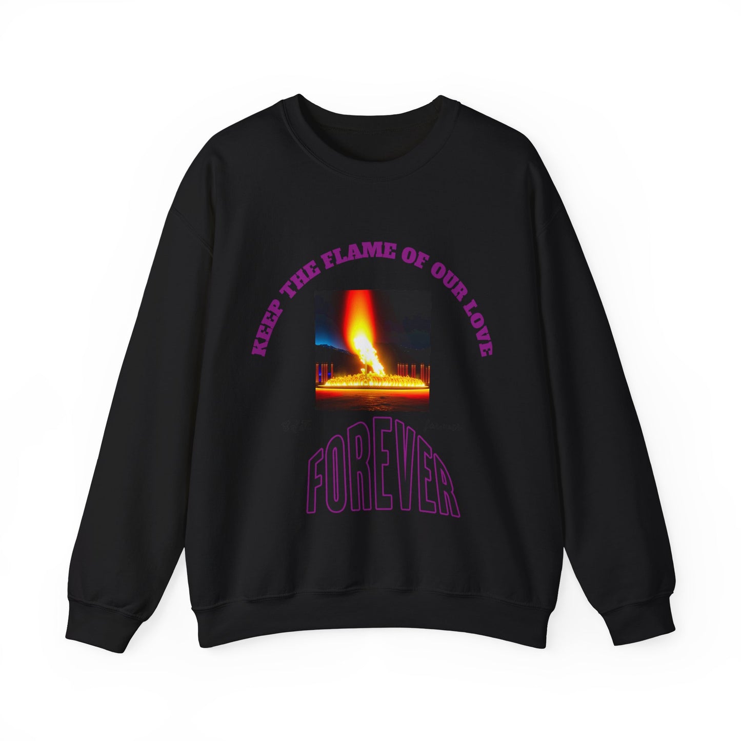 Comfortable Sweatshirt, Unisex Heavy Blend™ Crewneck Sweatshirt, Keep The Flame Of Love Forever.