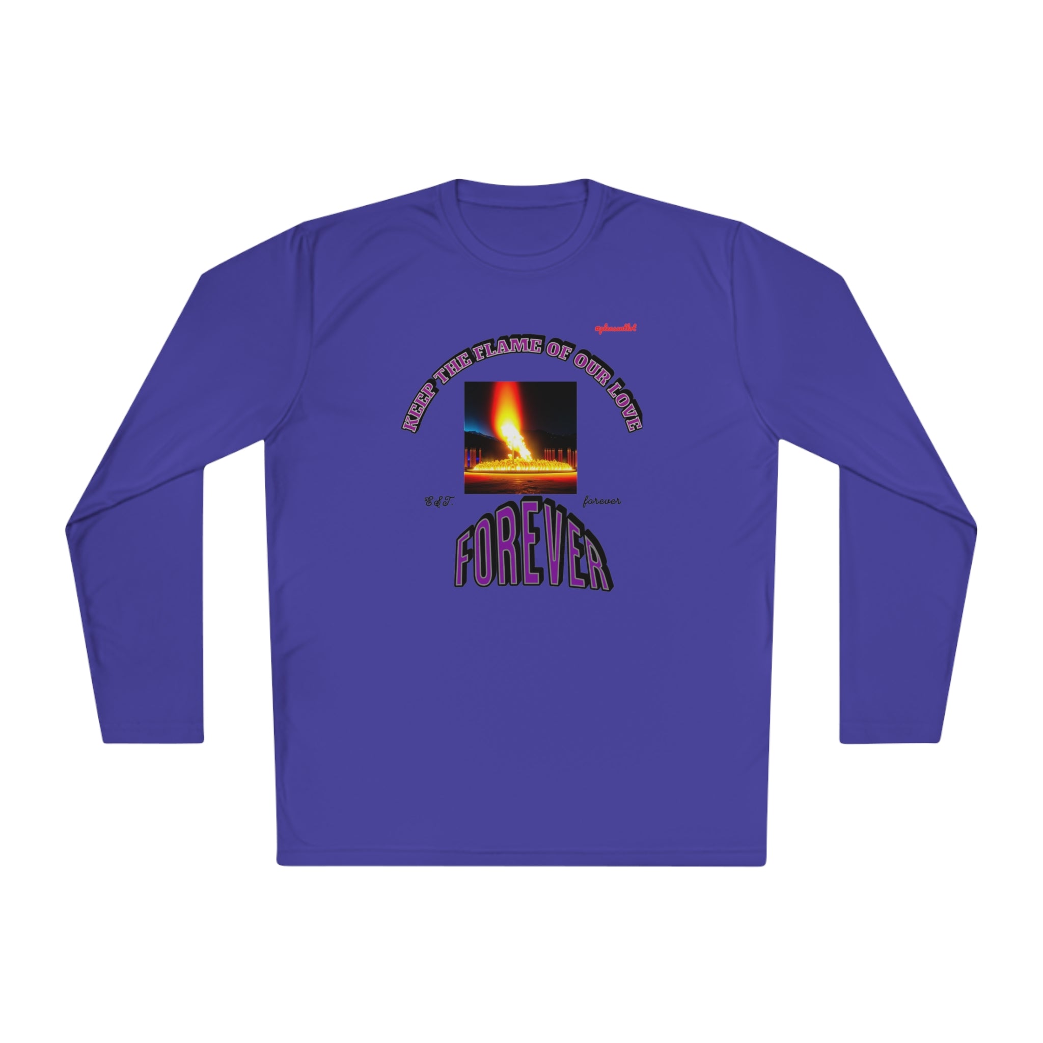 Moisture wicking Unisex Lightweight Long Sleeve Tee-(Keep The Flame Of Our Love Forever)